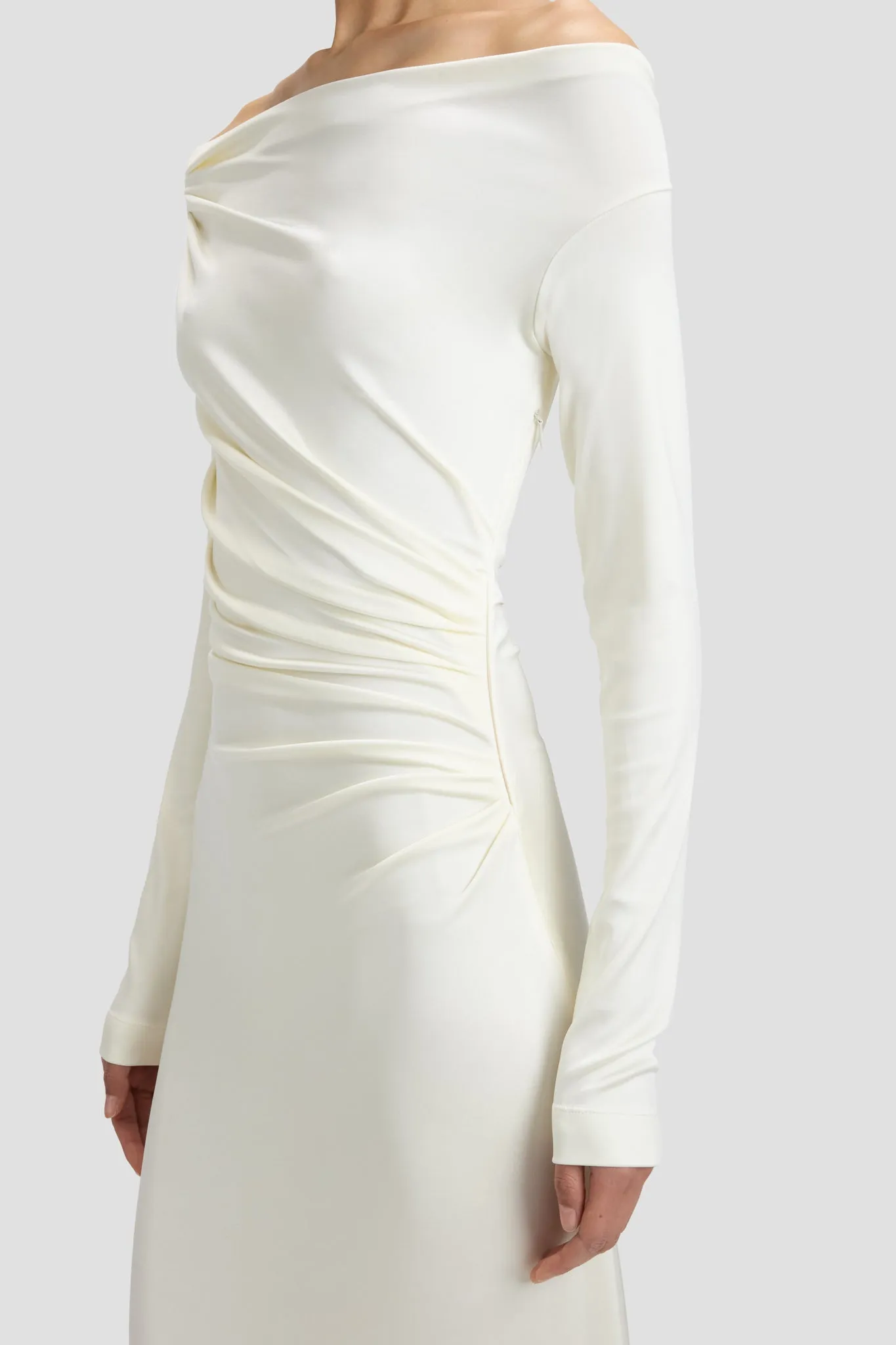 Off-Shoulder Draped Gown In Ivory sold by Victoria Beckham product image thumbnail 3
