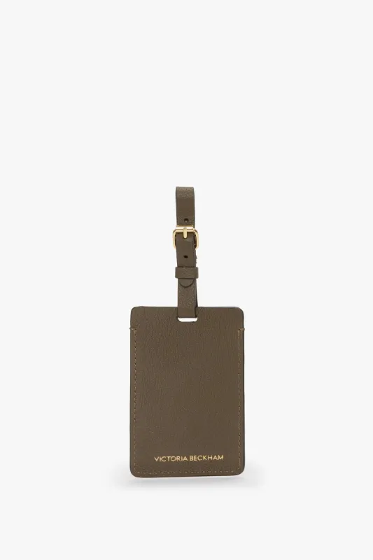 Luggage Tag In Khaki Soft Grained Leather sold by Victoria Beckham