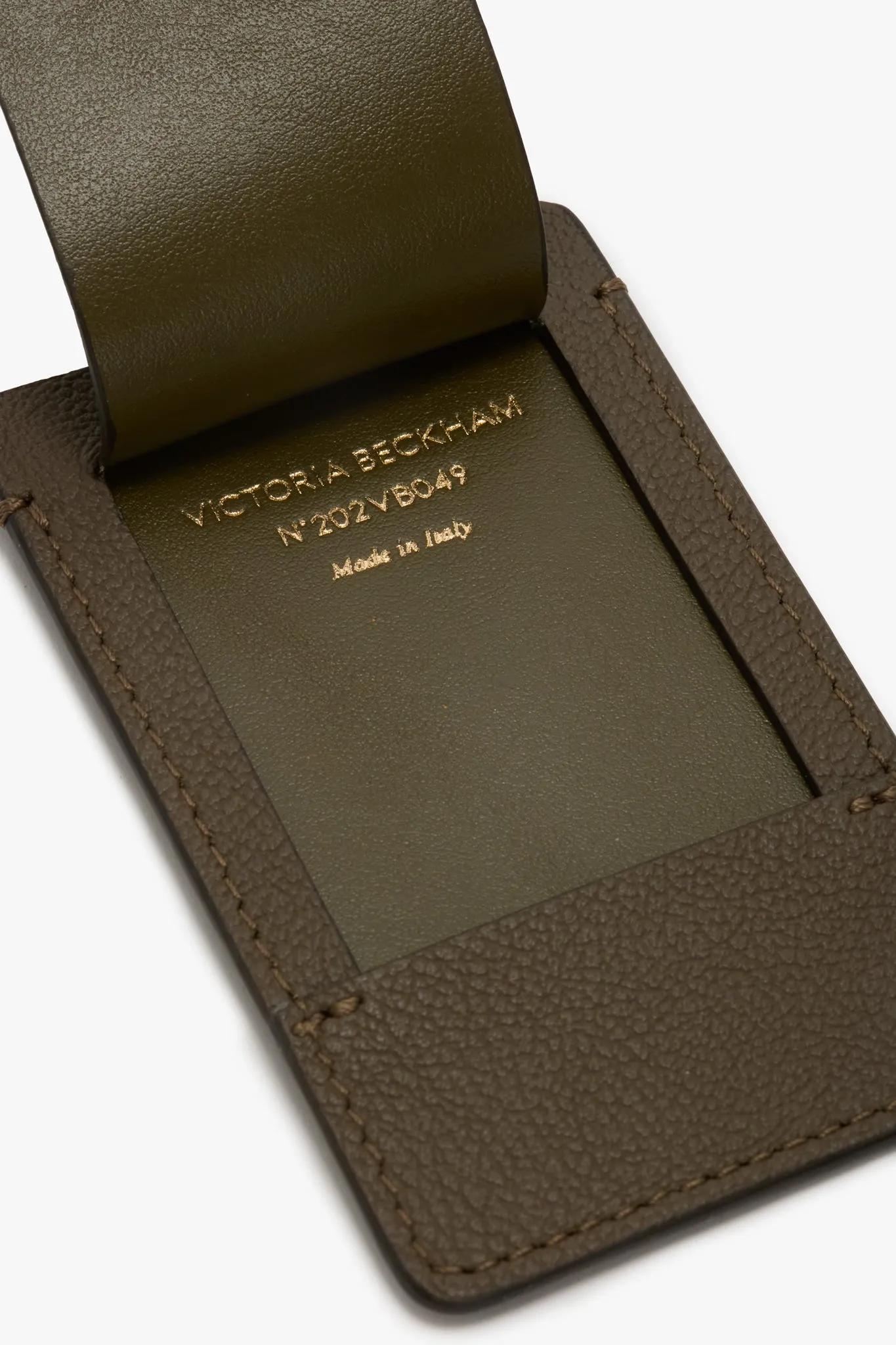 Luggage Tag In Khaki Leather sold by Victoria Beckham product image thumbnail 4