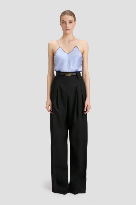 Lace Detail Cami Top In Delphinium Blue sold by Victoria Beckham