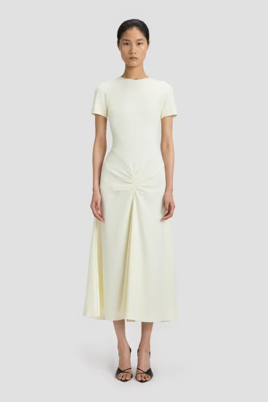 Gathered Detail T-Shirt Midi Dress In Ivory sold by Victoria Beckham
