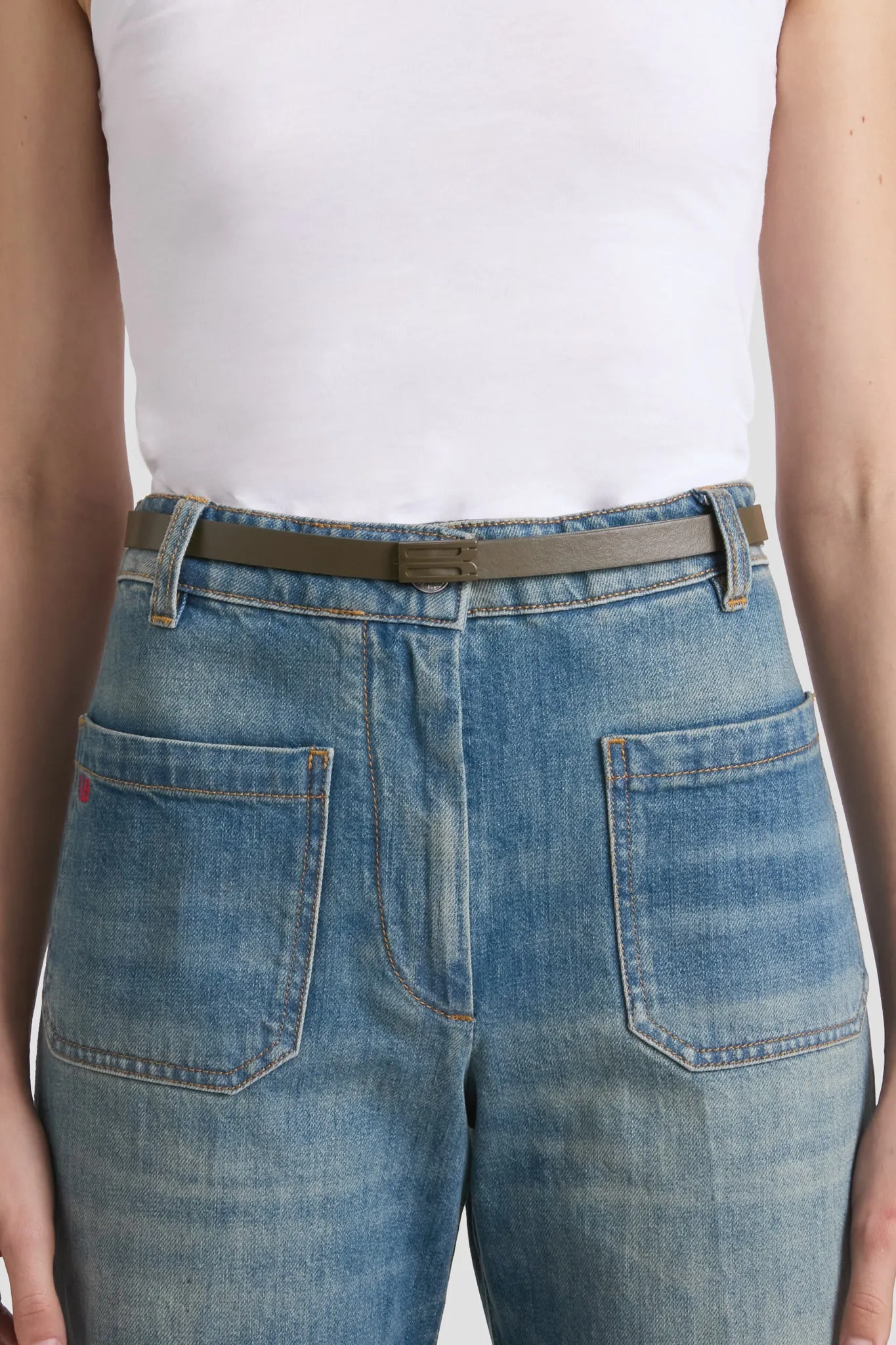 Tonal Micro Dorian Belt In Dark Khaki Smooth Leather sold by Victoria Beckham product image thumbnail 2