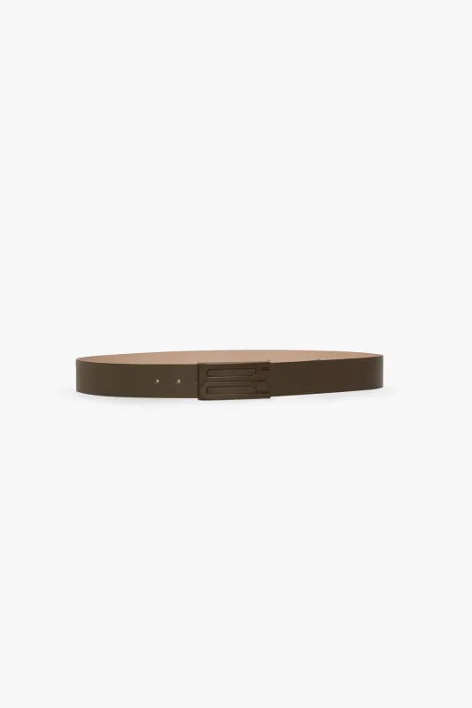 Tonal Jumbo Dorian Belt In Dark Khaki Smooth Leather sold by Victoria Beckham