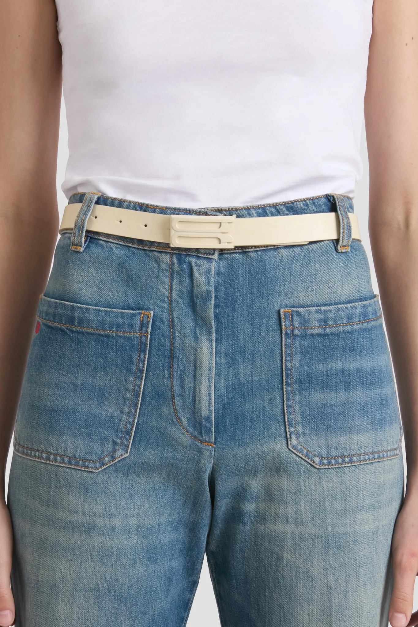 Tonal Dorian Belt In Ivory Smooth Leather sold by Victoria Beckham product image thumbnail 2