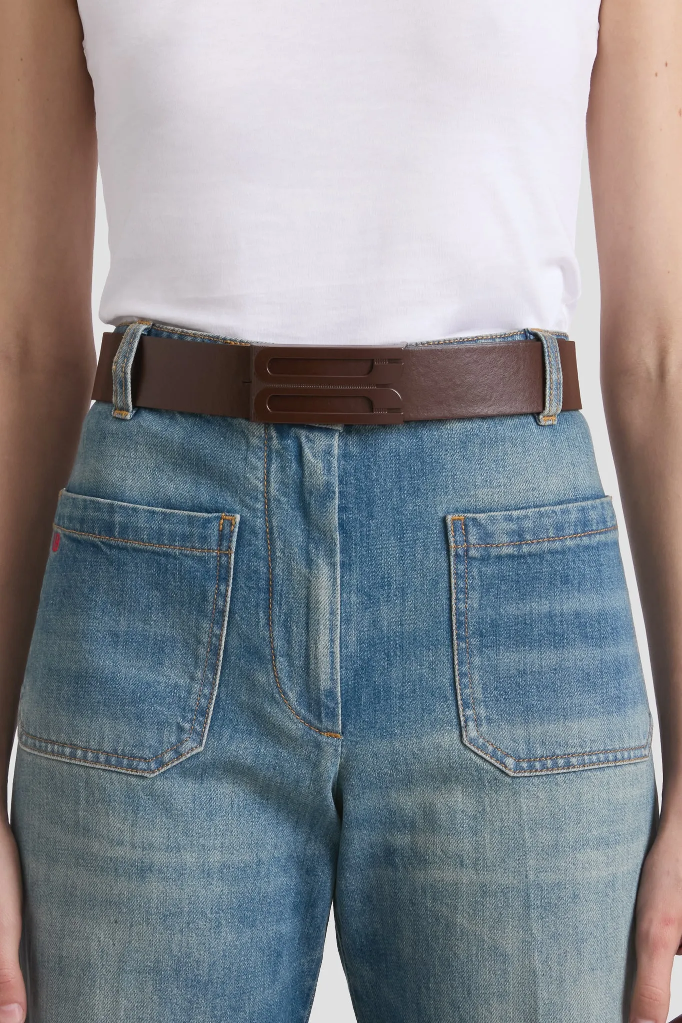 Tonal Jumbo Dorian Belt In Dark Brown Smooth Leather sold by Victoria Beckham product image thumbnail 2