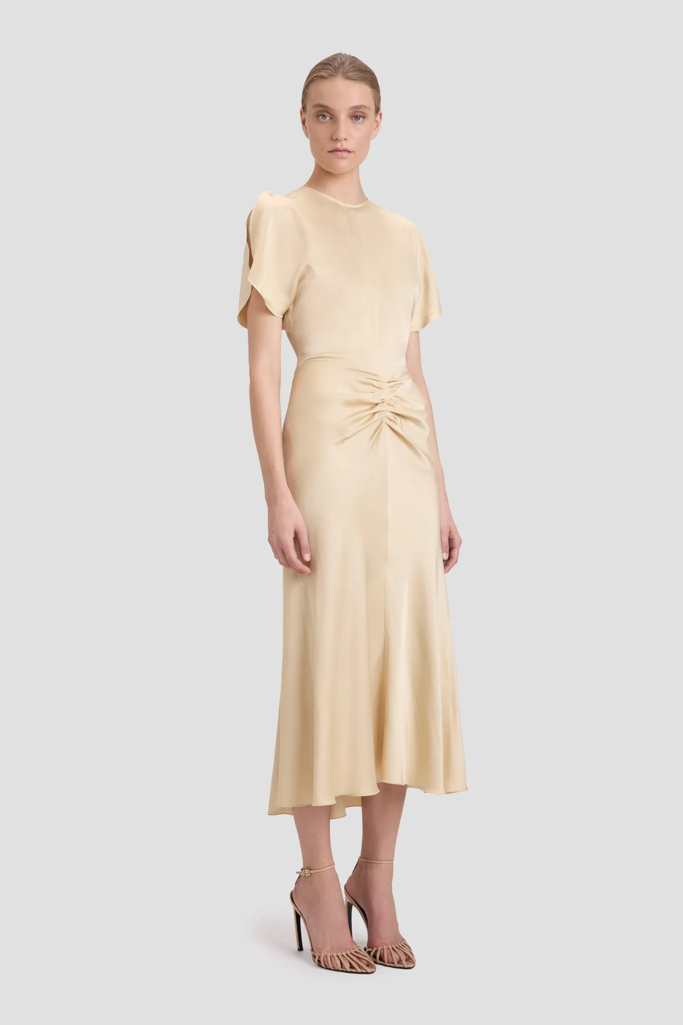 Gathered Waist Midi Dress In Macadamia sold by Victoria Beckham product image thumbnail 2