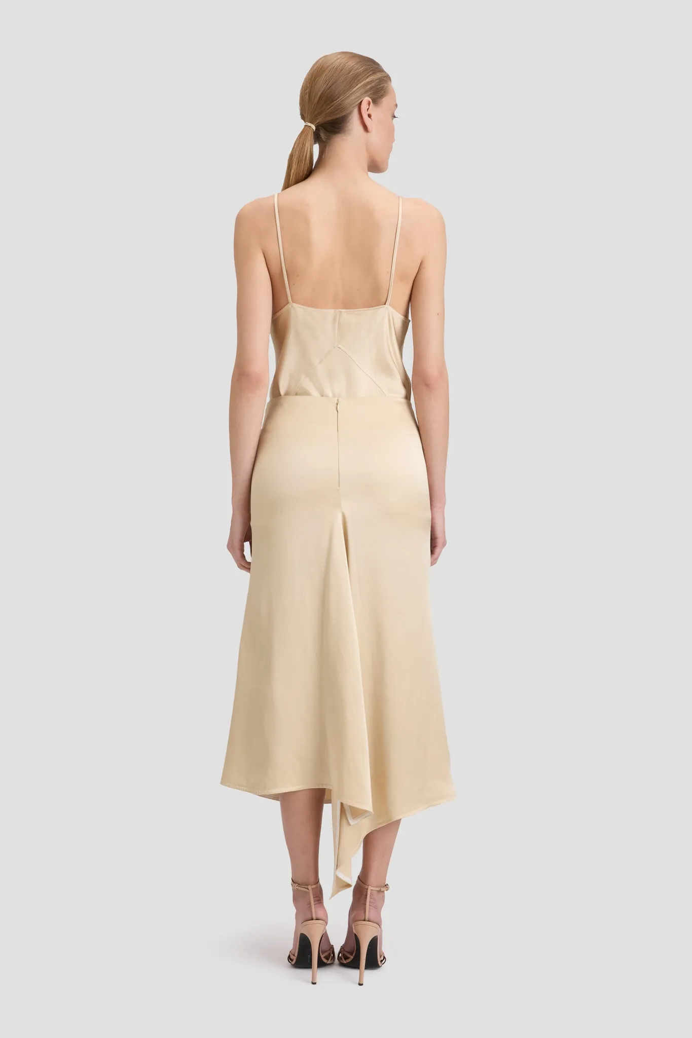 Kick Detail Skirt In Macadamia sold by Victoria Beckham product image thumbnail 4