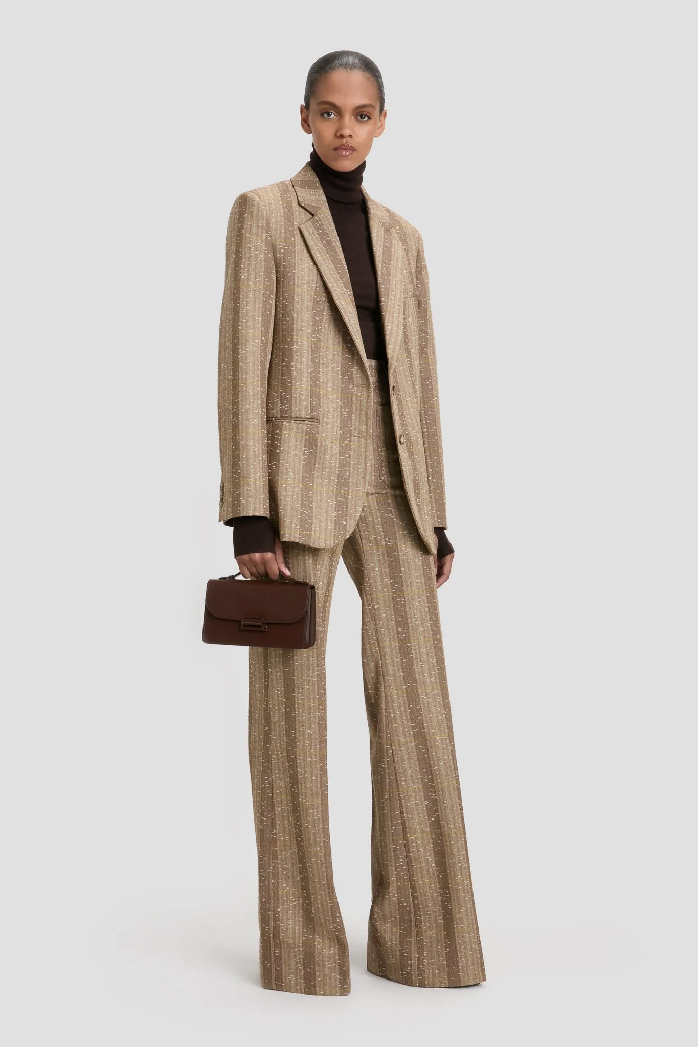 Classic Tailored Jacket In Beige-Pistachio Check sold by Victoria Beckham product image thumbnail 4