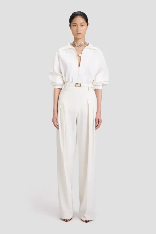 Tab Detail Denim Top In Washed White sold by Victoria Beckham