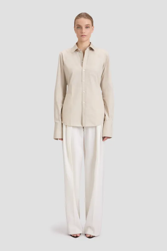 Tab Detail Shirt In Pumice sold by Victoria Beckham