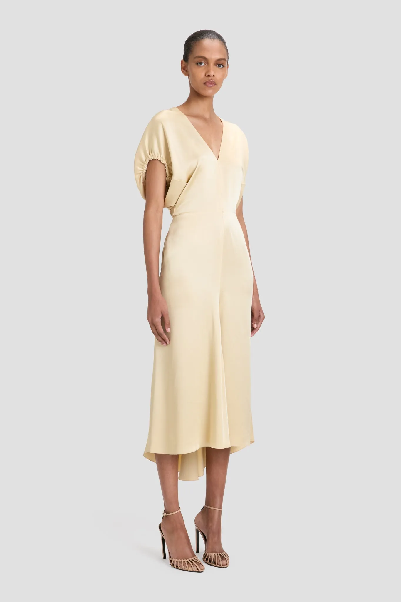 Blouson Detail Midi Dress In Macadamia sold by Victoria Beckham product image thumbnail 2