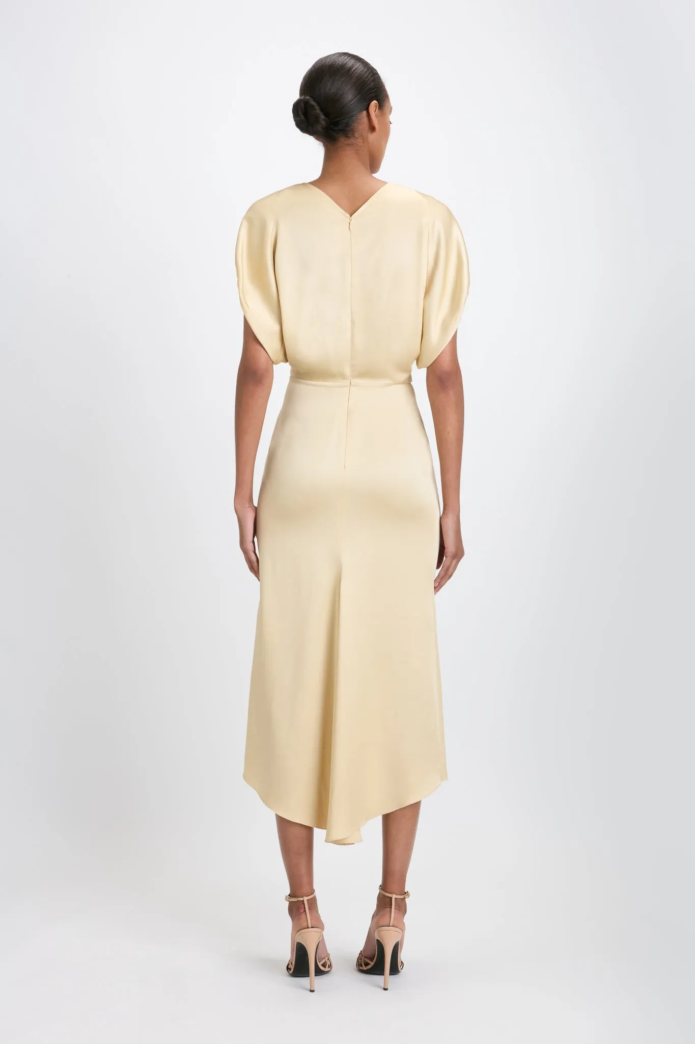 Blouson Detail Midi Dress In Macadamia sold by Victoria Beckham product image thumbnail 4
