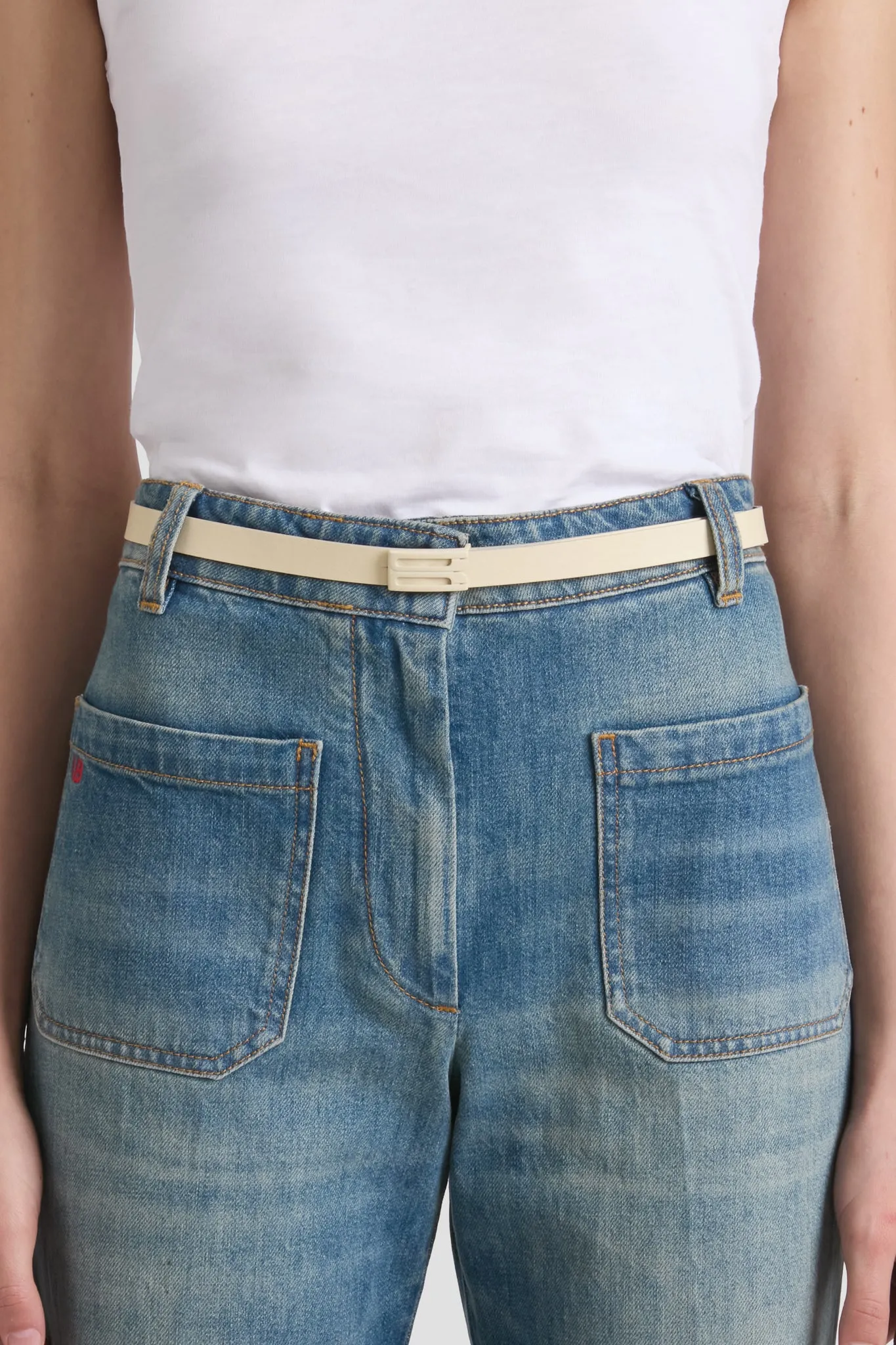 Tonal Micro Dorian Belt In Ivory Smooth Leather sold by Victoria Beckham product image thumbnail 2