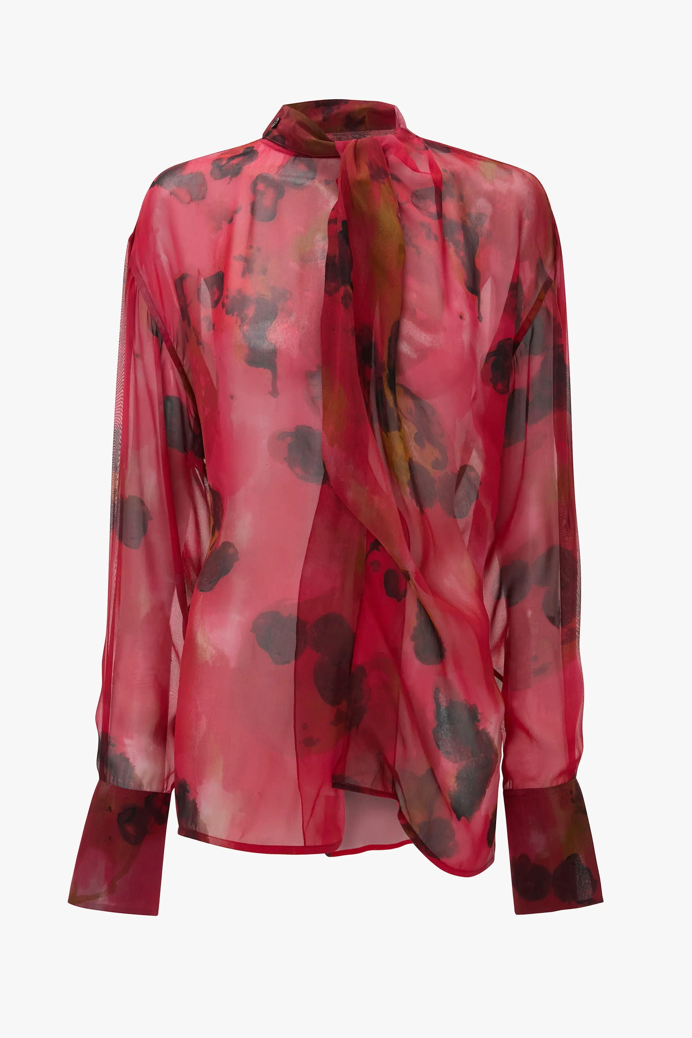 Drape Detail Blouse In Raspberry Floral Print sold by Victoria Beckham product image thumbnail 5