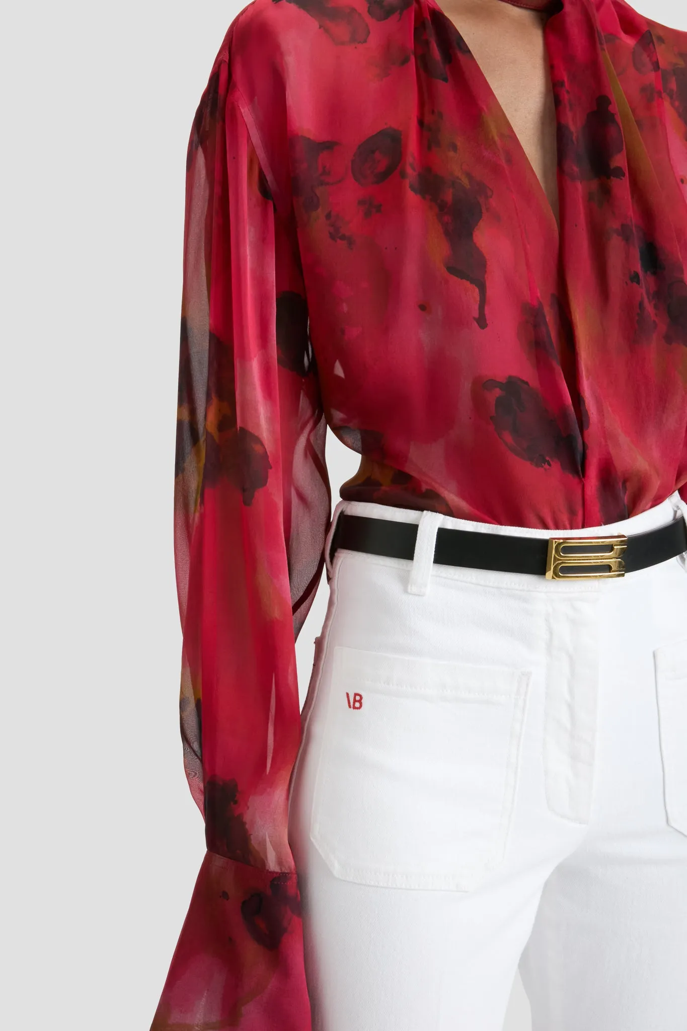 Drape Detail Blouse In Raspberry Floral Print sold by Victoria Beckham product image thumbnail 2