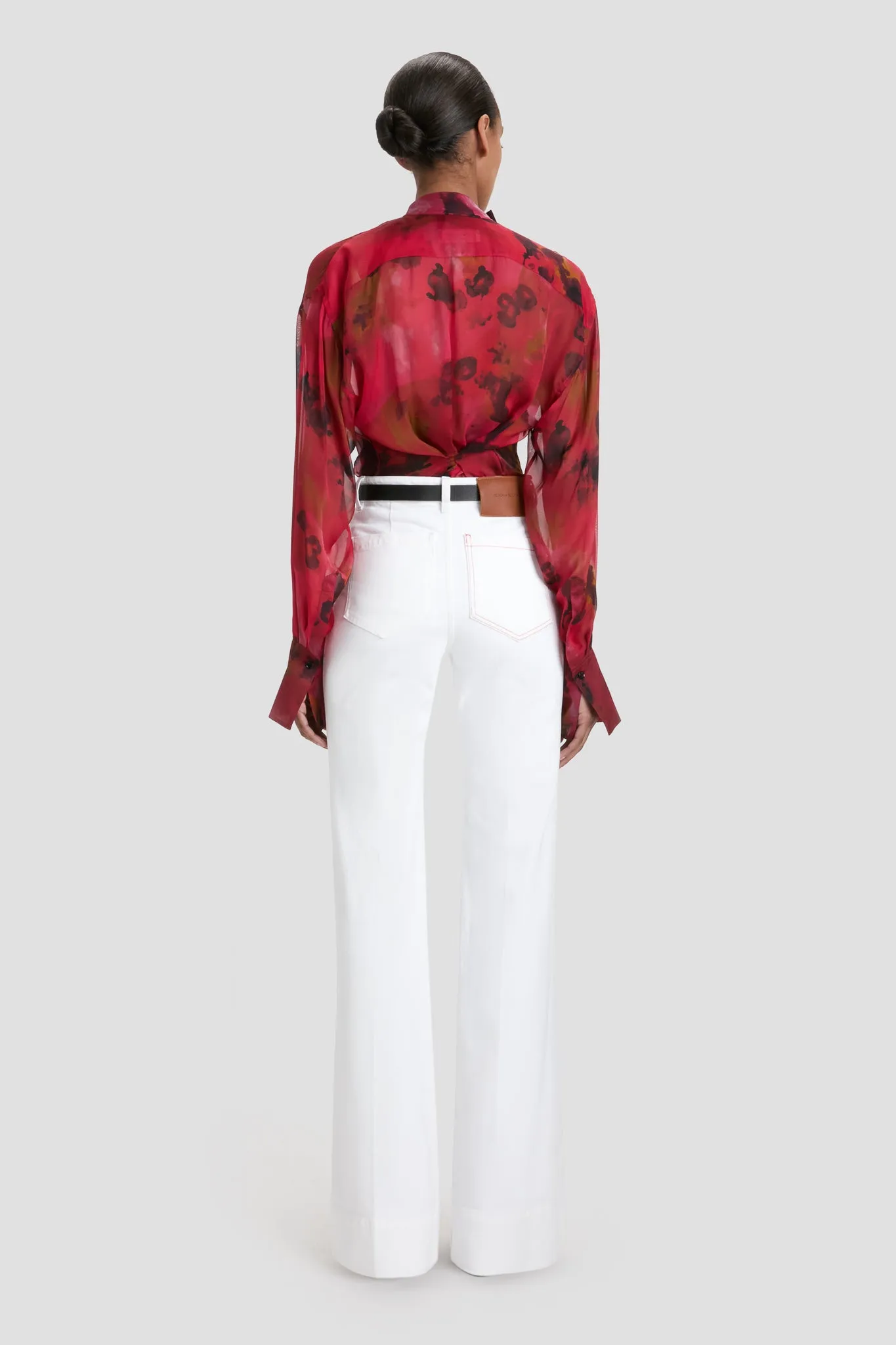 Drape Detail Blouse In Raspberry Floral Print sold by Victoria Beckham product image thumbnail 4