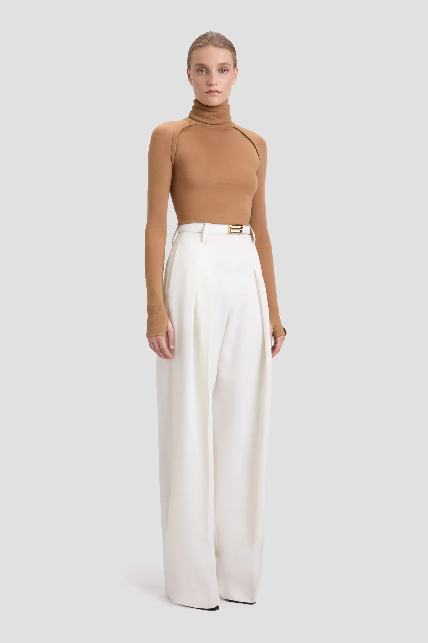 High Waisted Cinched Trouser In Ivory sold by Victoria Beckham product image thumbnail 2