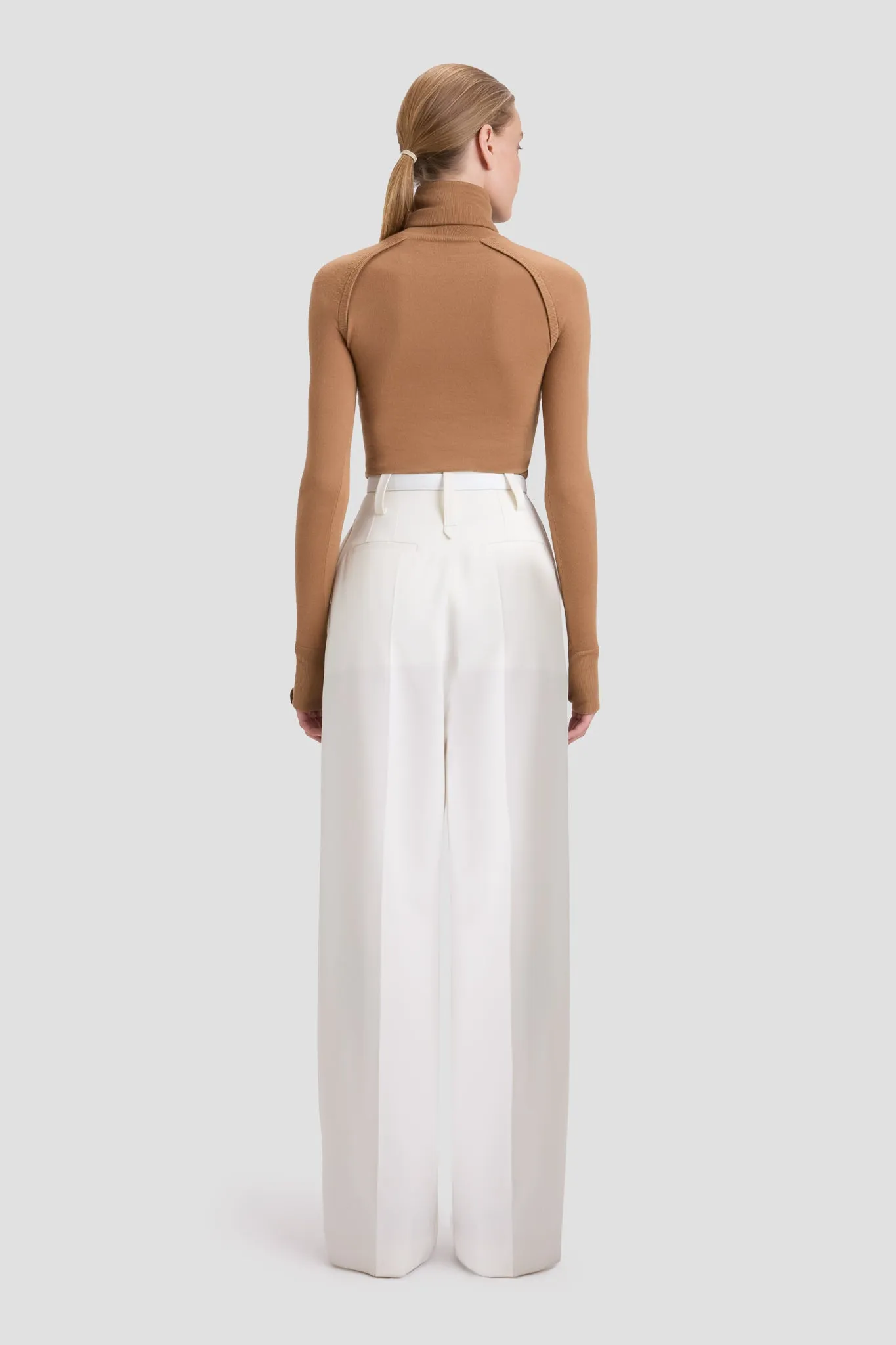 High Waisted Cinched Trouser In Ivory sold by Victoria Beckham product image thumbnail 4