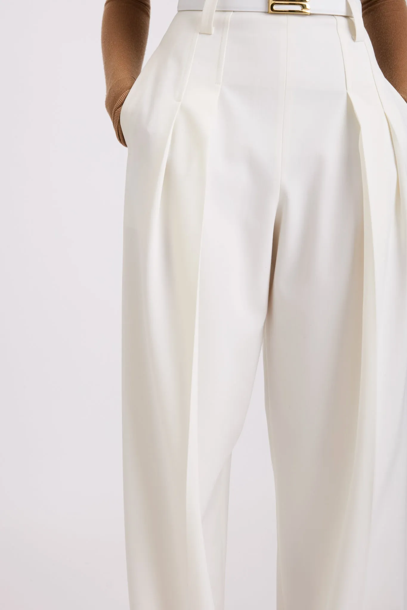 High Waisted Cinched Trouser In Ivory sold by Victoria Beckham product image thumbnail 3