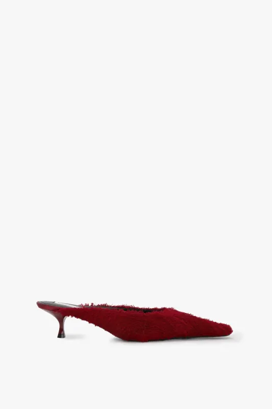Sloan Mule In Cherry Red Embroidered Satin sold by Victoria Beckham