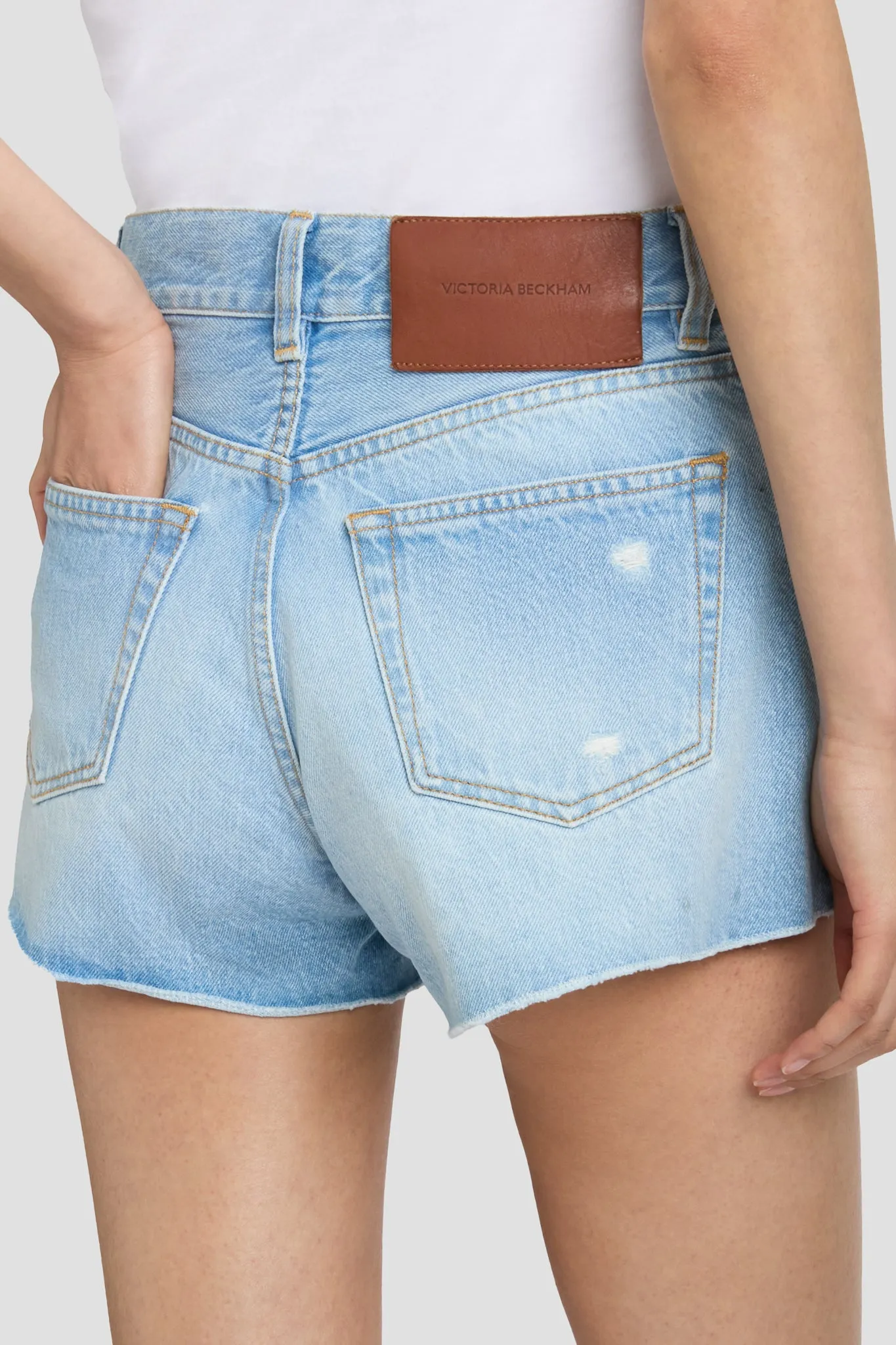Distressed Shorts In Light Blue Wash sold by Victoria Beckham product image thumbnail 5