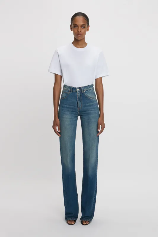 Julia High Waisted Stretch Jean In Mid Blue sold by Victoria Beckham