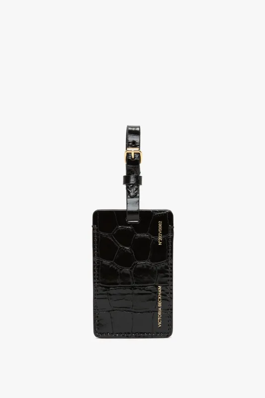 Luggage Tag In Embossed Black Leather sold by Victoria Beckham