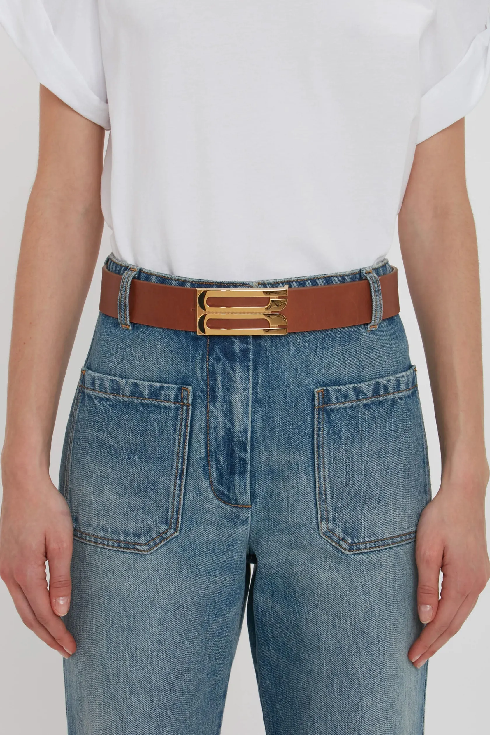 Jumbo Dorian Belt In Tan Smooth Leather sold by Victoria Beckham product image thumbnail 2