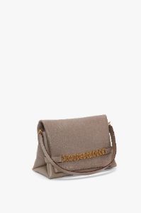 Chain Pouch With Strap In Taupe Grained Calf sold by Victoria Beckham