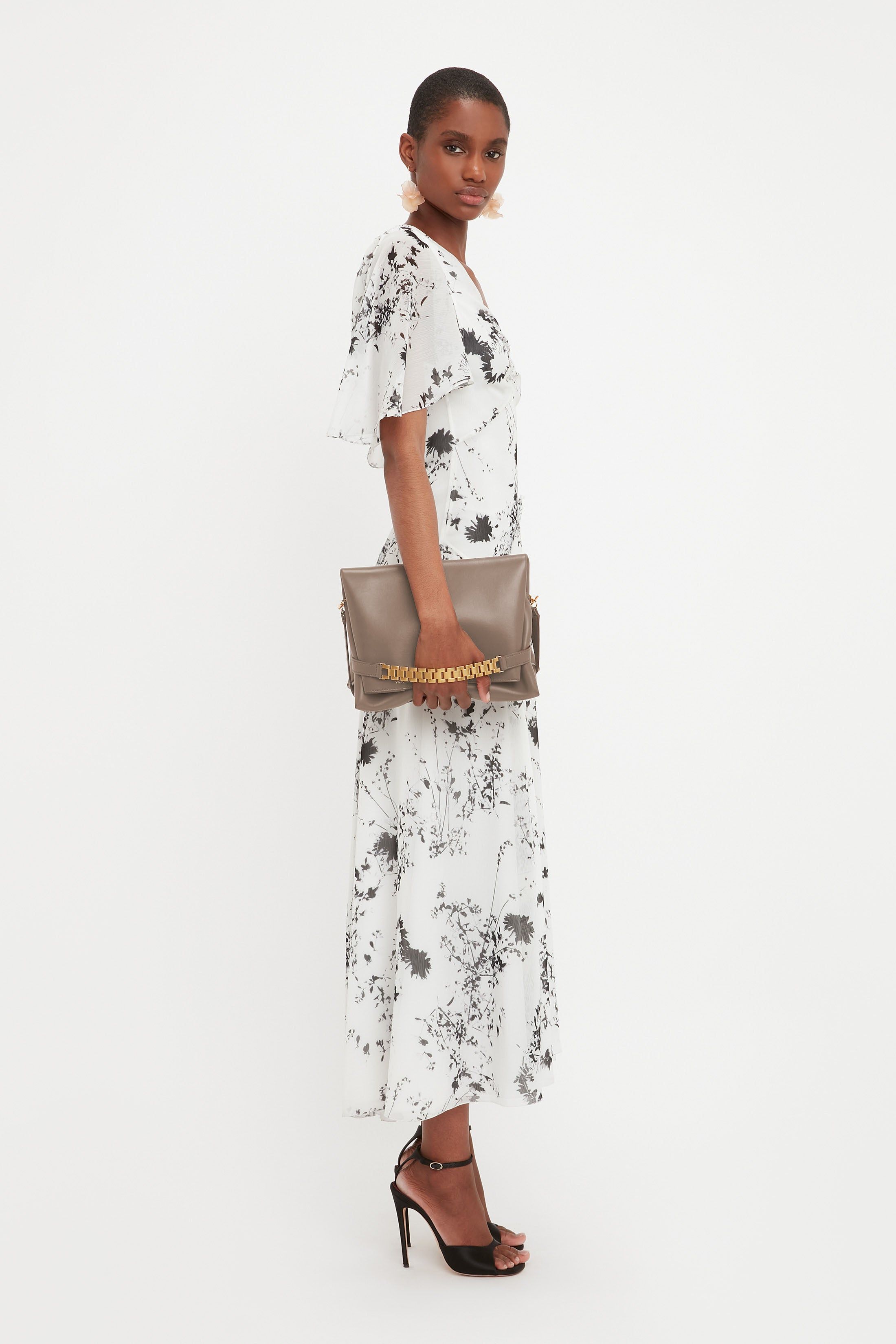 Chain Pouch With Strap In Taupe Grained Calf sold by Victoria Beckham product image thumbnail 9