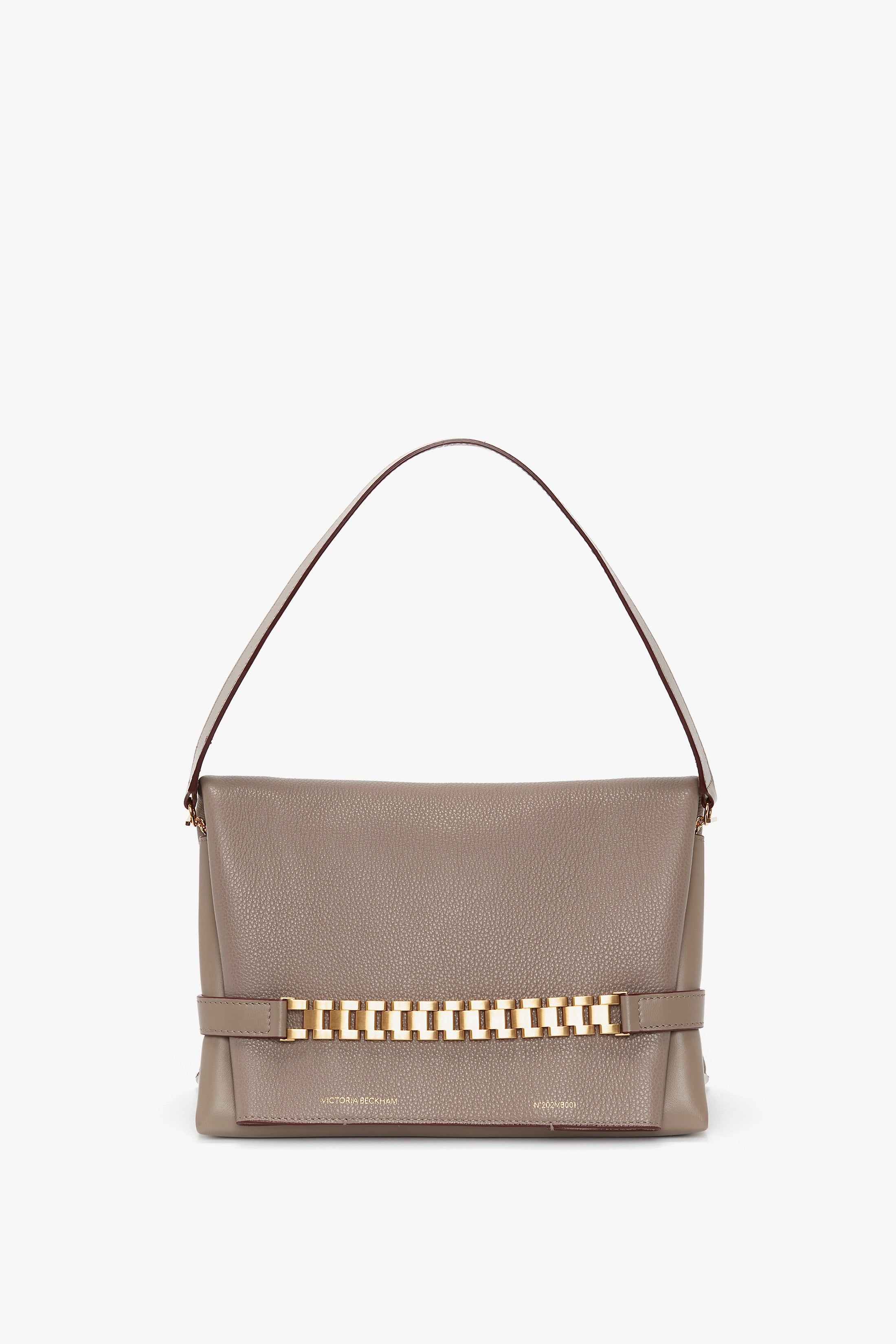 Chain Pouch With Strap In Taupe Grained Calf sold by Victoria Beckham