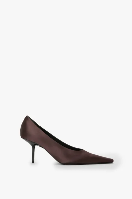 Sloan Stiletto Pump In Dark Brown Satin sold by Victoria Beckham