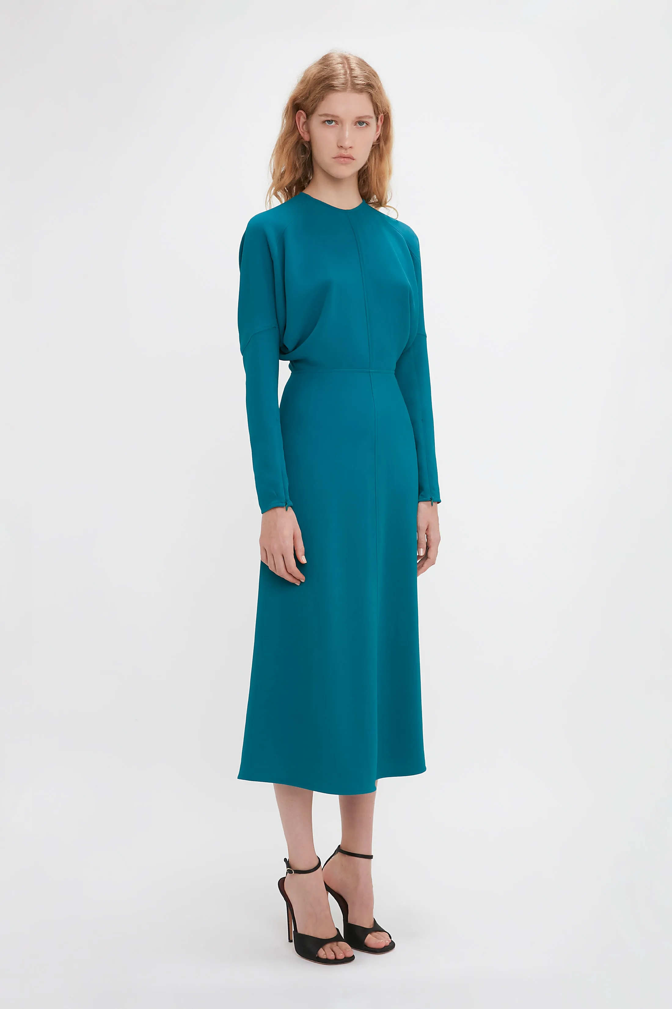 Long Sleeve Dolman Midi Dress In Petroleum sold by Victoria Beckham product image thumbnail 2