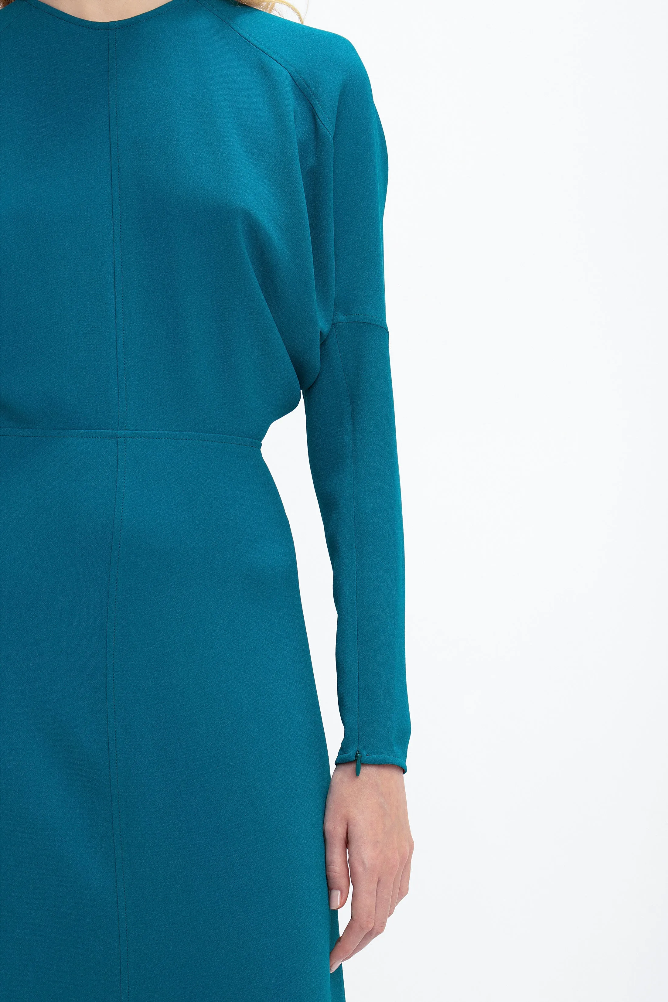 Long Sleeve Dolman Midi Dress In Petroleum sold by Victoria Beckham product image thumbnail 4