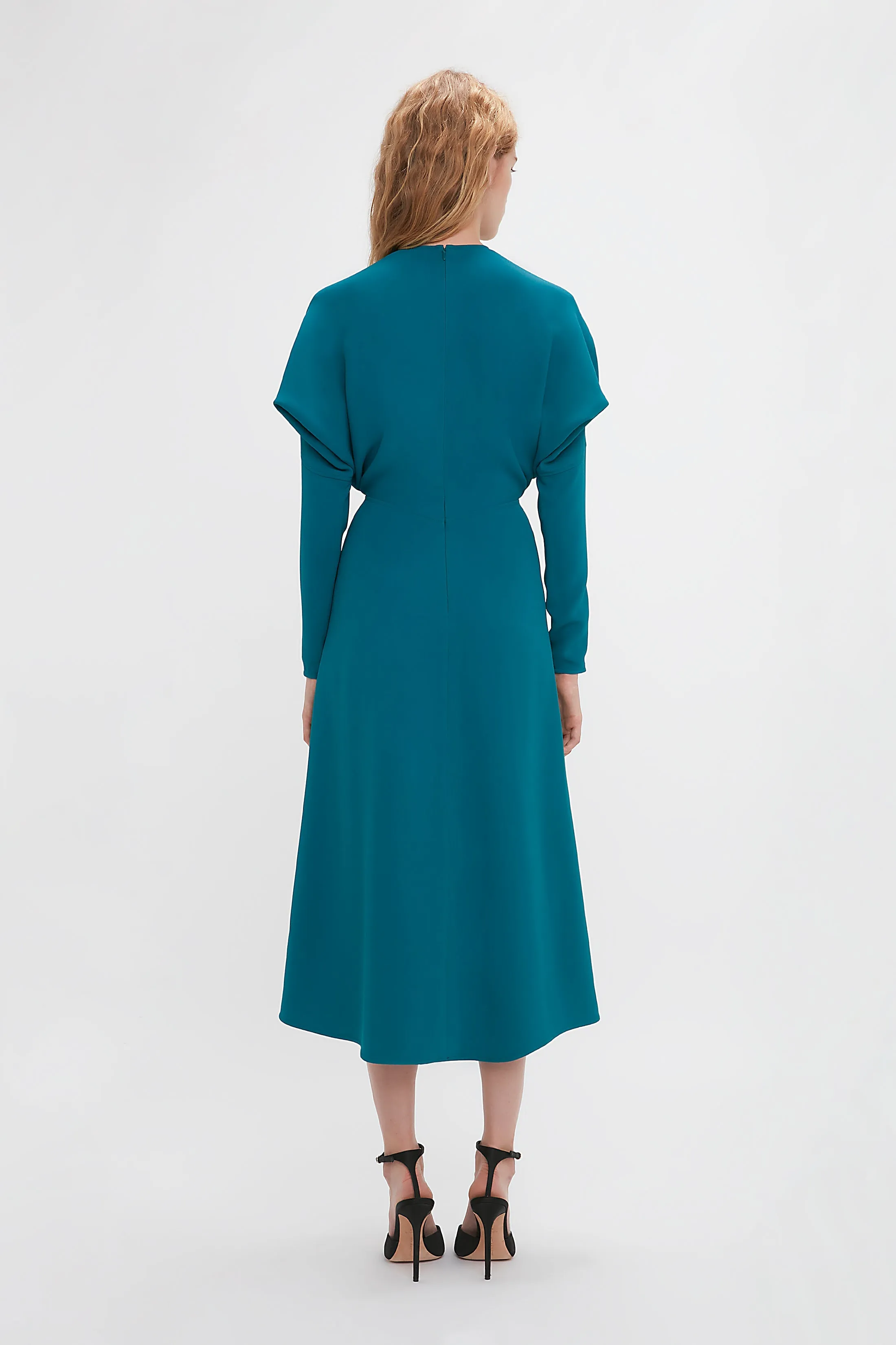 Long Sleeve Dolman Midi Dress In Petroleum sold by Victoria Beckham product image thumbnail 3