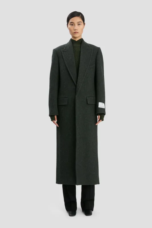 Curved Sleeve Overcoat In Dark Olive Melange sold by Victoria Beckham