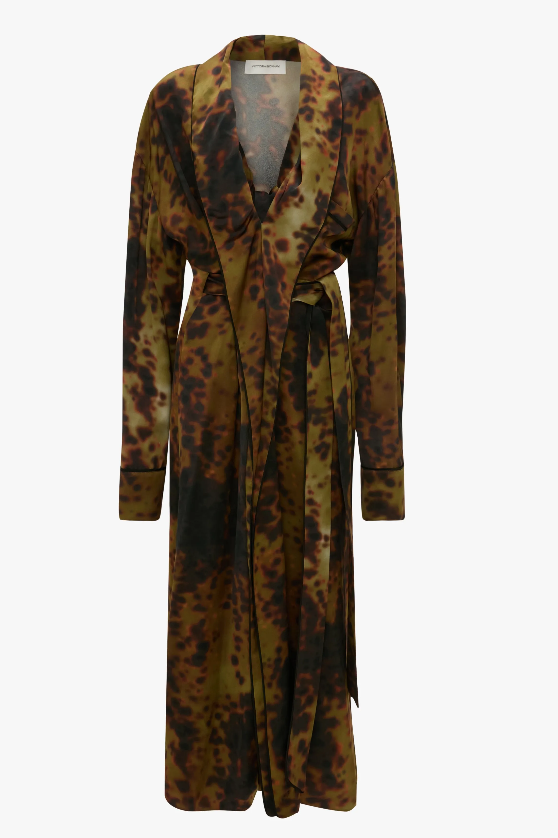 Wrap Detail Midi Dress In Olive Brown Print sold by Victoria Beckham product image thumbnail 5