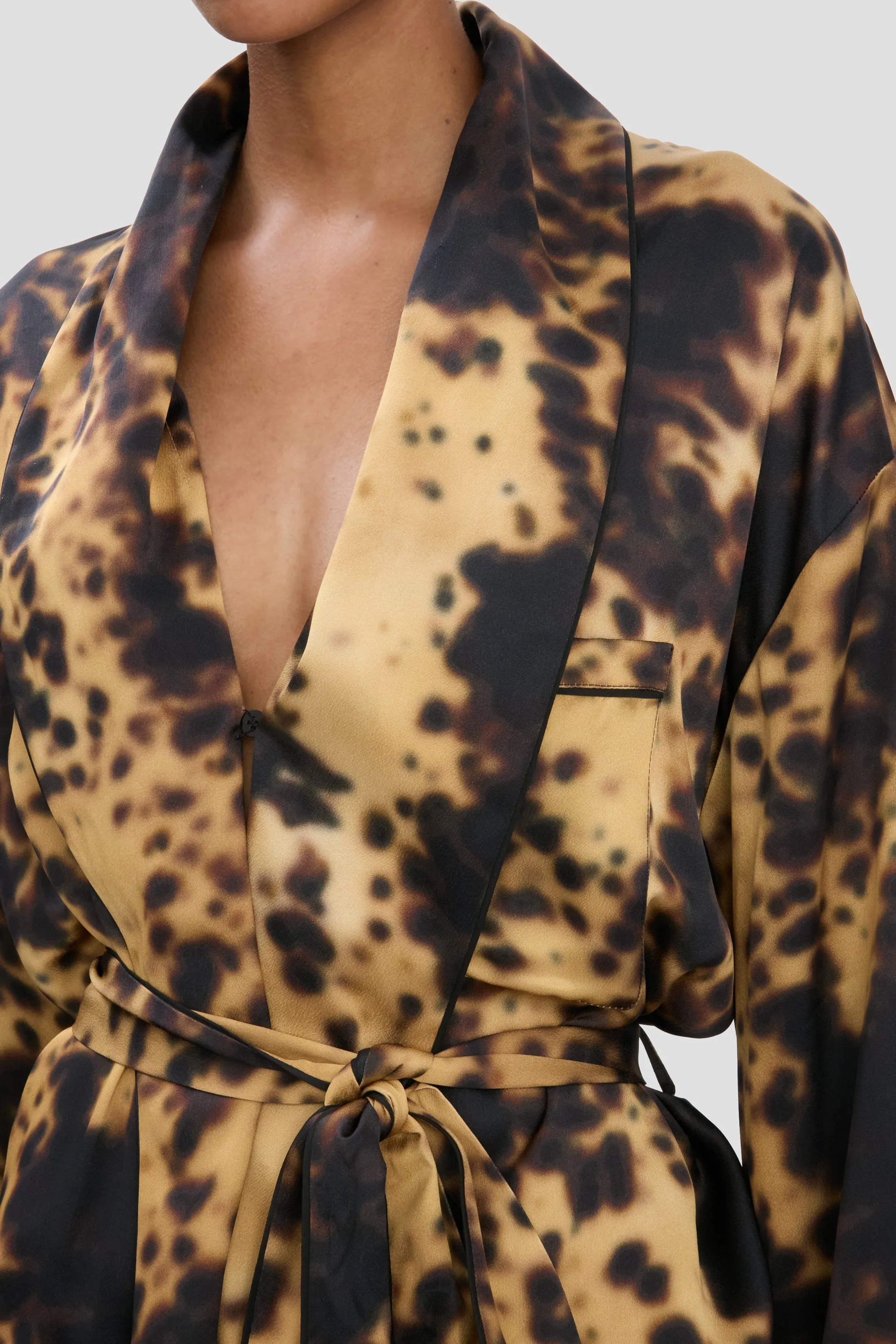 Pyjama Wrap Blouse In Olive Brown Print sold by Victoria Beckham product image thumbnail 3