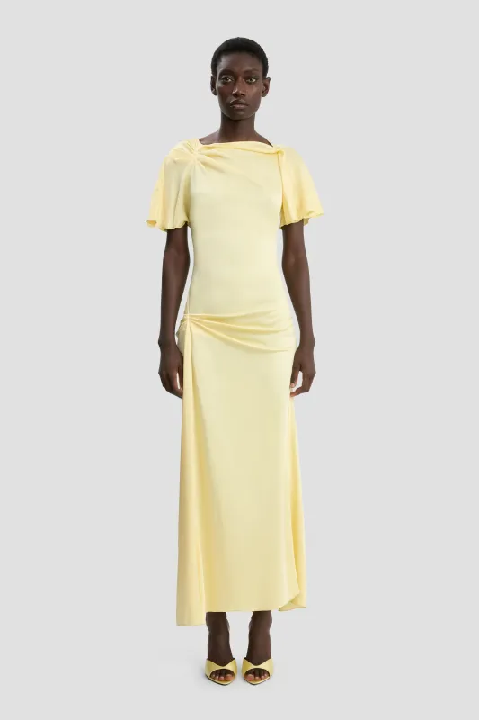 Draped Cap Sleeve Dress In Daffodil Yellow sold by Victoria Beckham