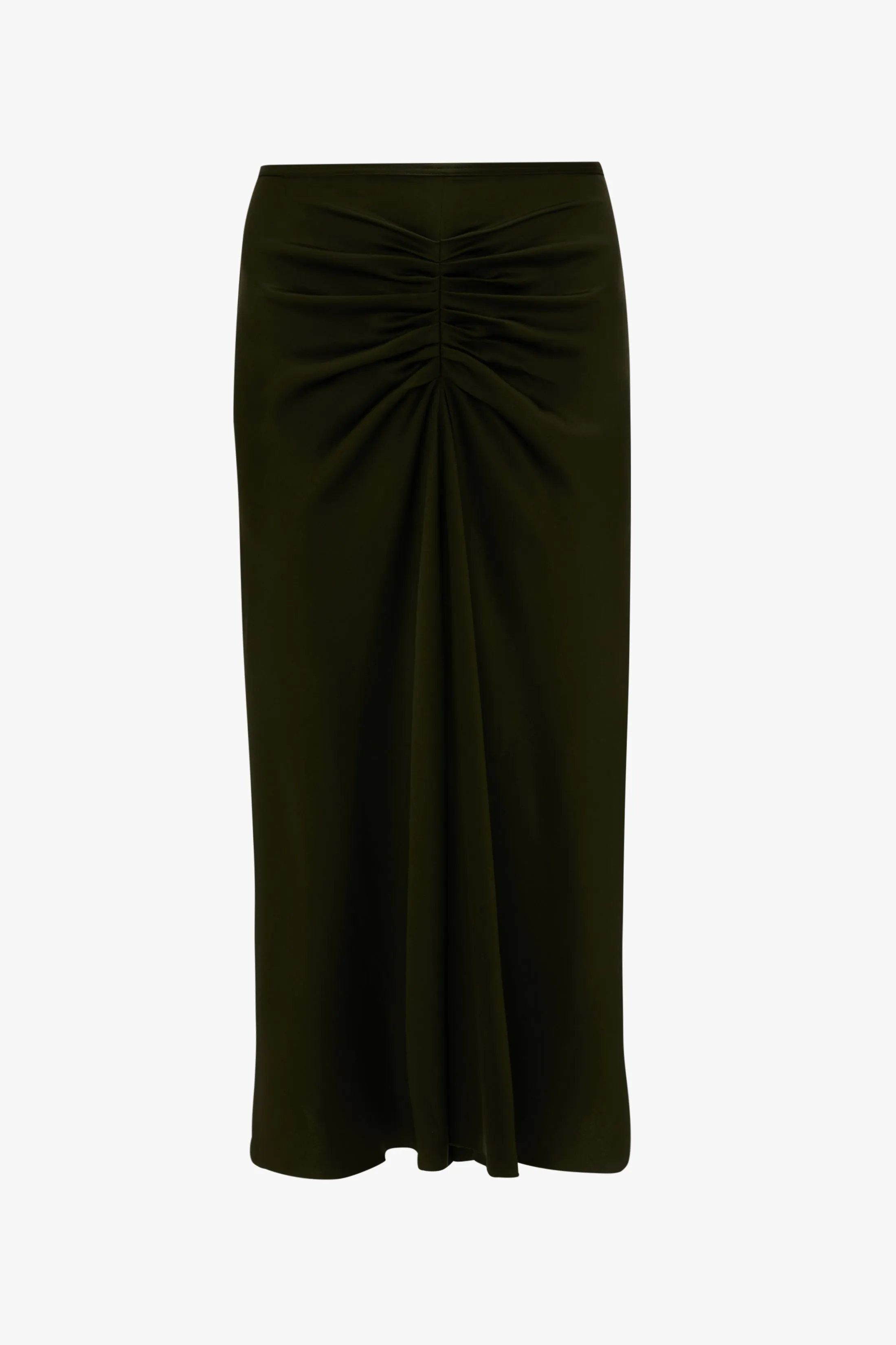 Gathered Waist Midi Skirt In Dark Olive sold by Victoria Beckham product image thumbnail 4
