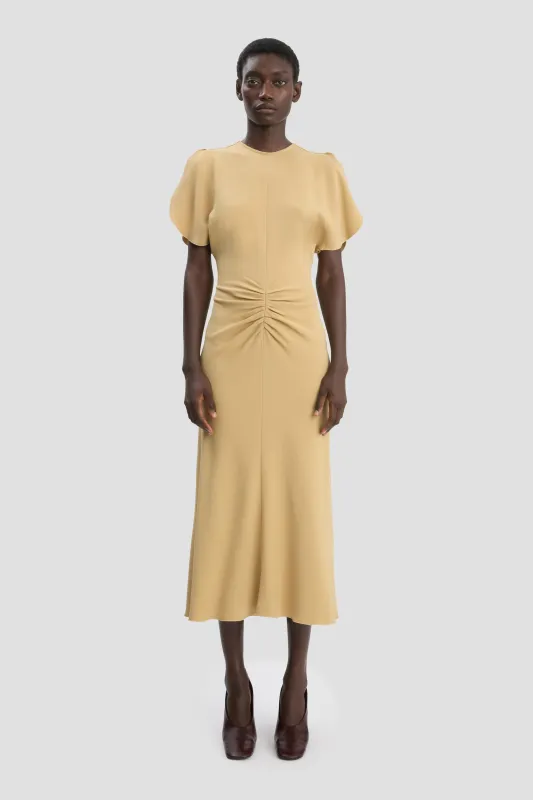 Gathered Waist Midi Dress In Honey sold by Victoria Beckham