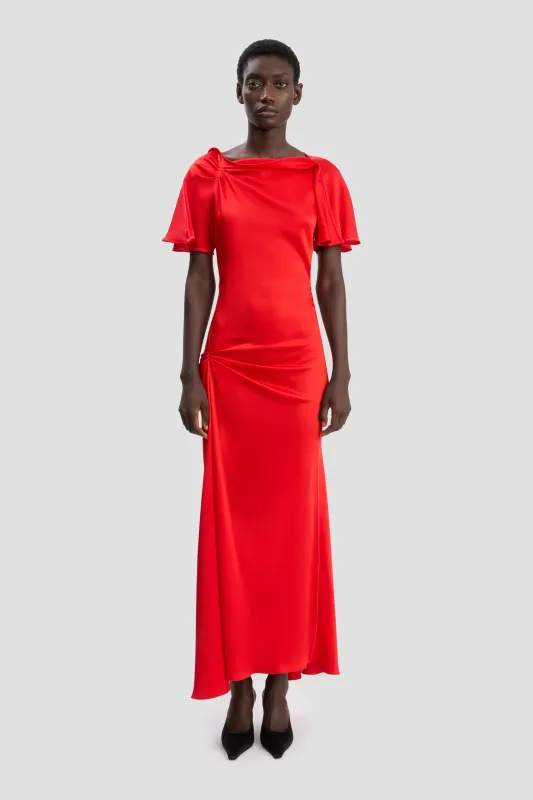Draped Cap Sleeve Dress In Cayenne sold by Victoria Beckham