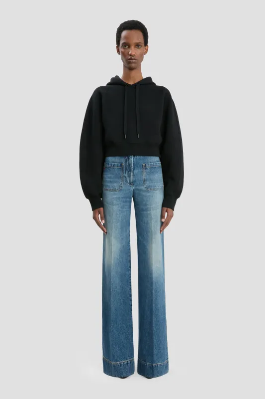 Cropped Raglan Hoodie In Black sold by Victoria Beckham