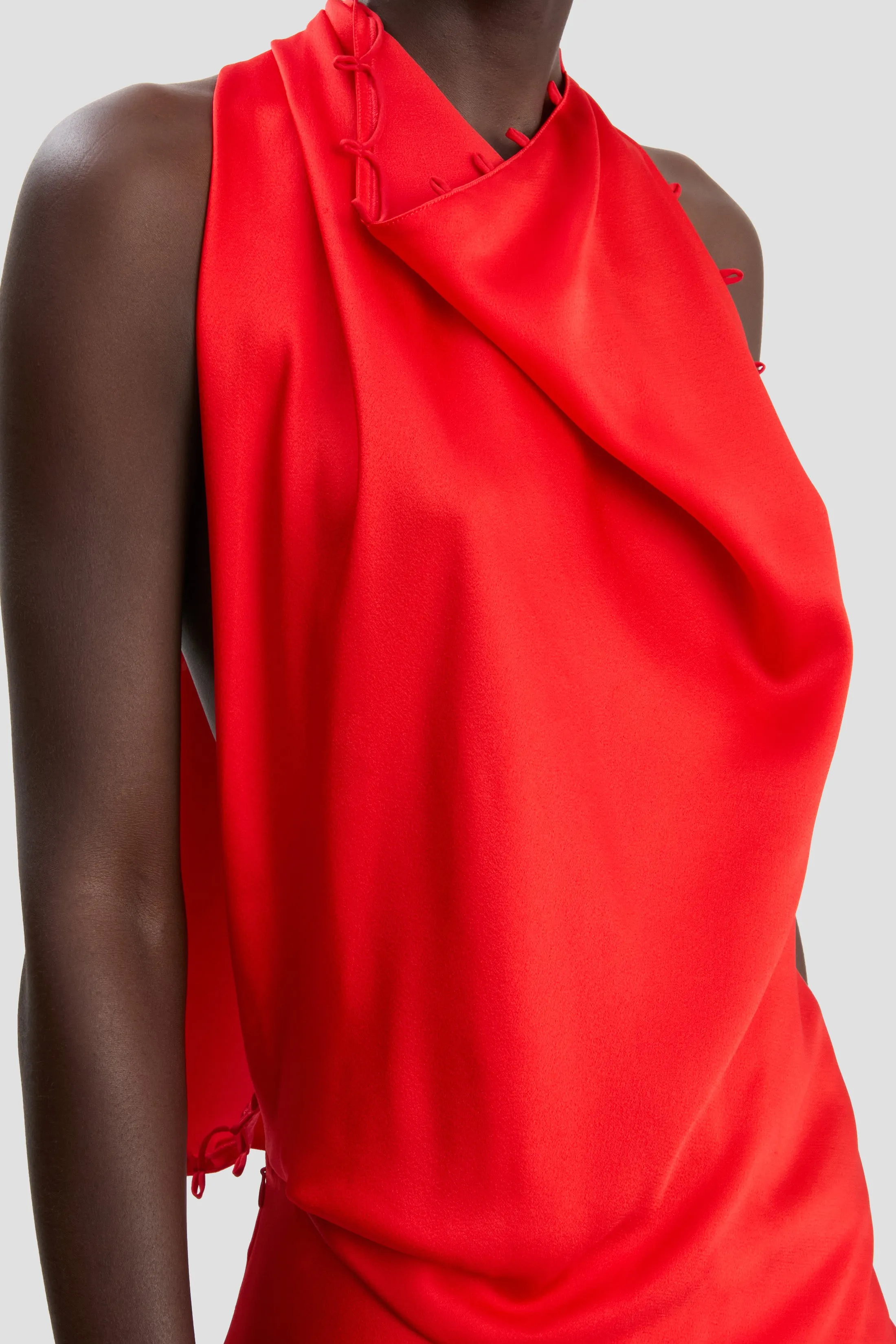 Rouleaux Detail Sleeveless Gown In Cayenne sold by Victoria Beckham product image thumbnail 4