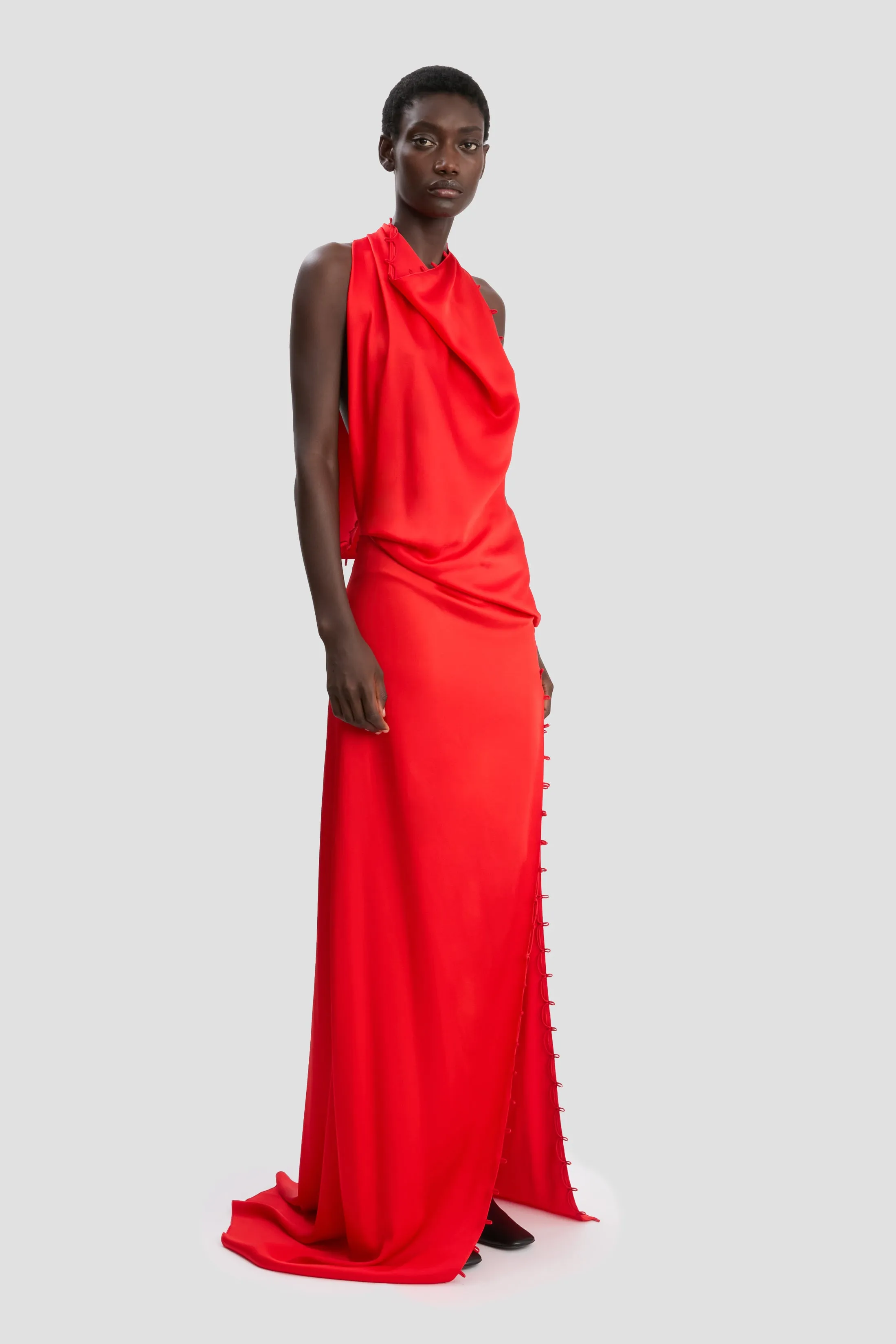 Rouleaux Detail Sleeveless Gown In Cayenne sold by Victoria Beckham product image thumbnail 5