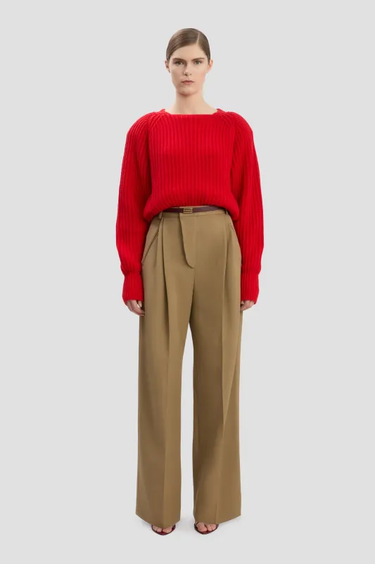 Wide Leg Trouser In Dark Camel sold by Victoria Beckham