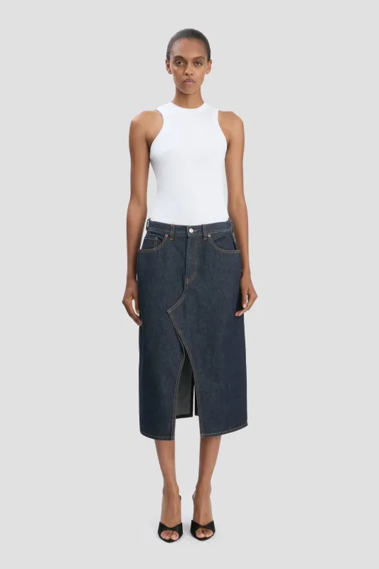 Kick Pocket Denim Skirt In Light Rinse sold by Victoria Beckham