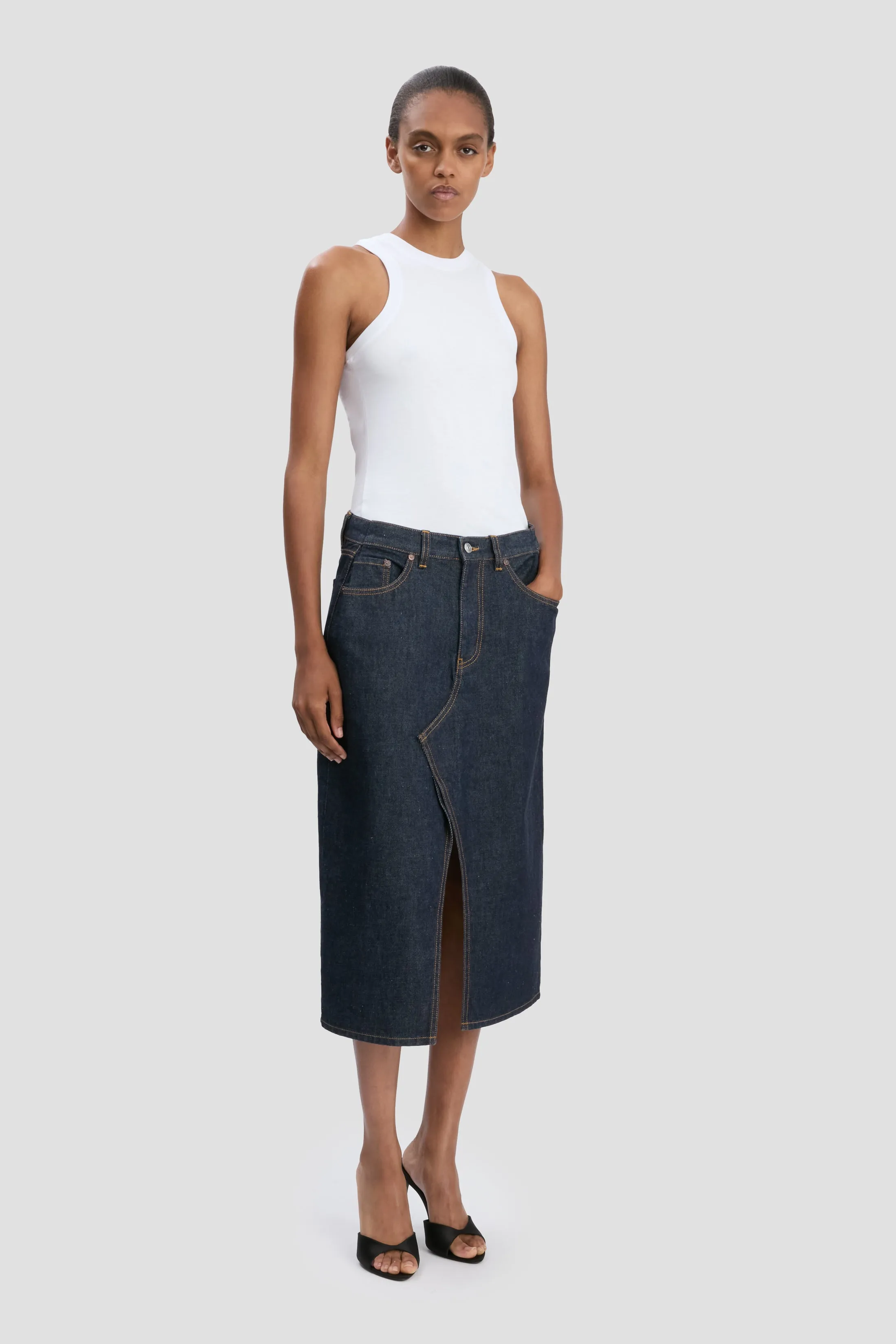 Kick Pocket Denim Skirt In Light Rinse sold by Victoria Beckham product image thumbnail 2