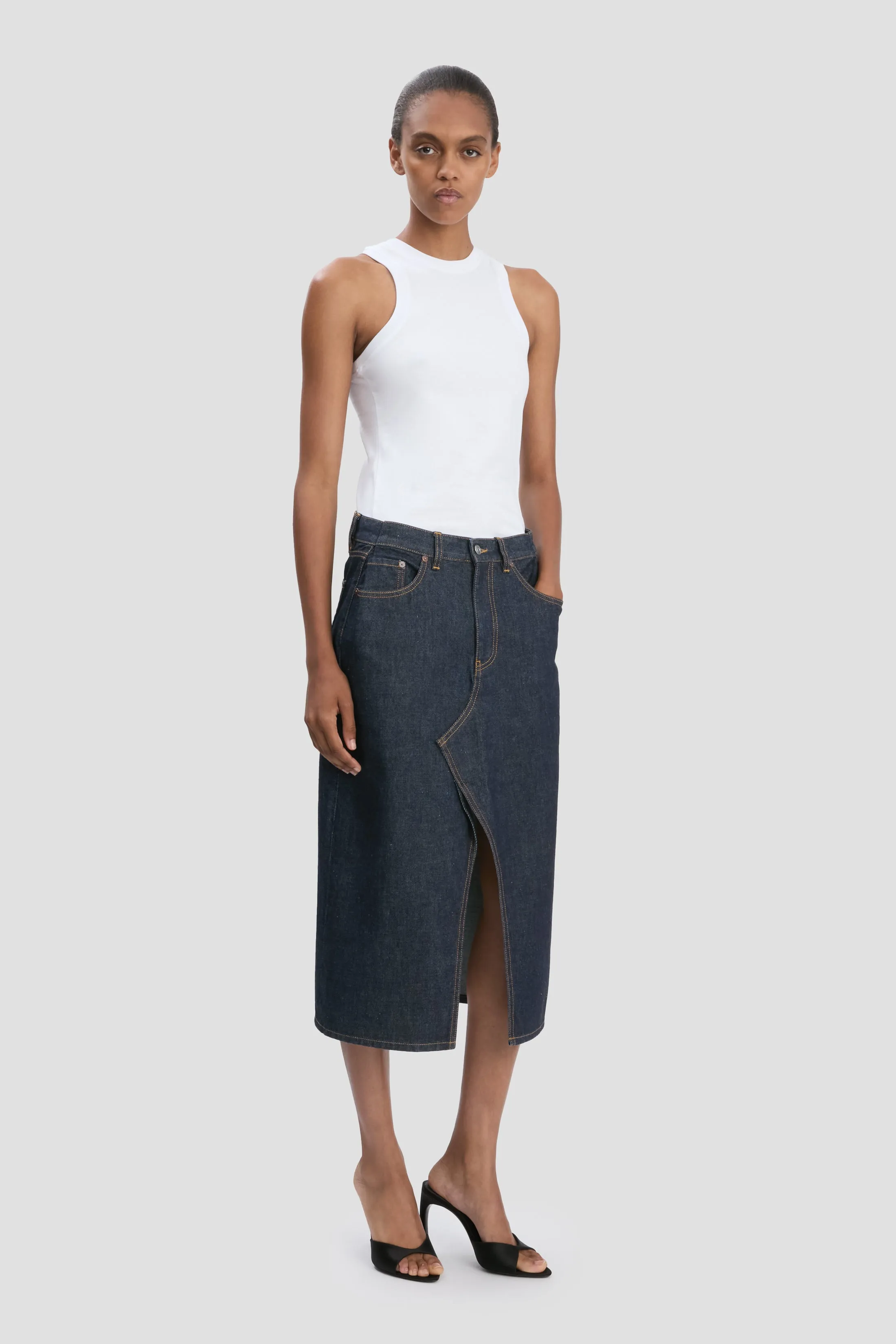 Kick Pocket Denim Skirt In Light Rinse sold by Victoria Beckham product image thumbnail 3