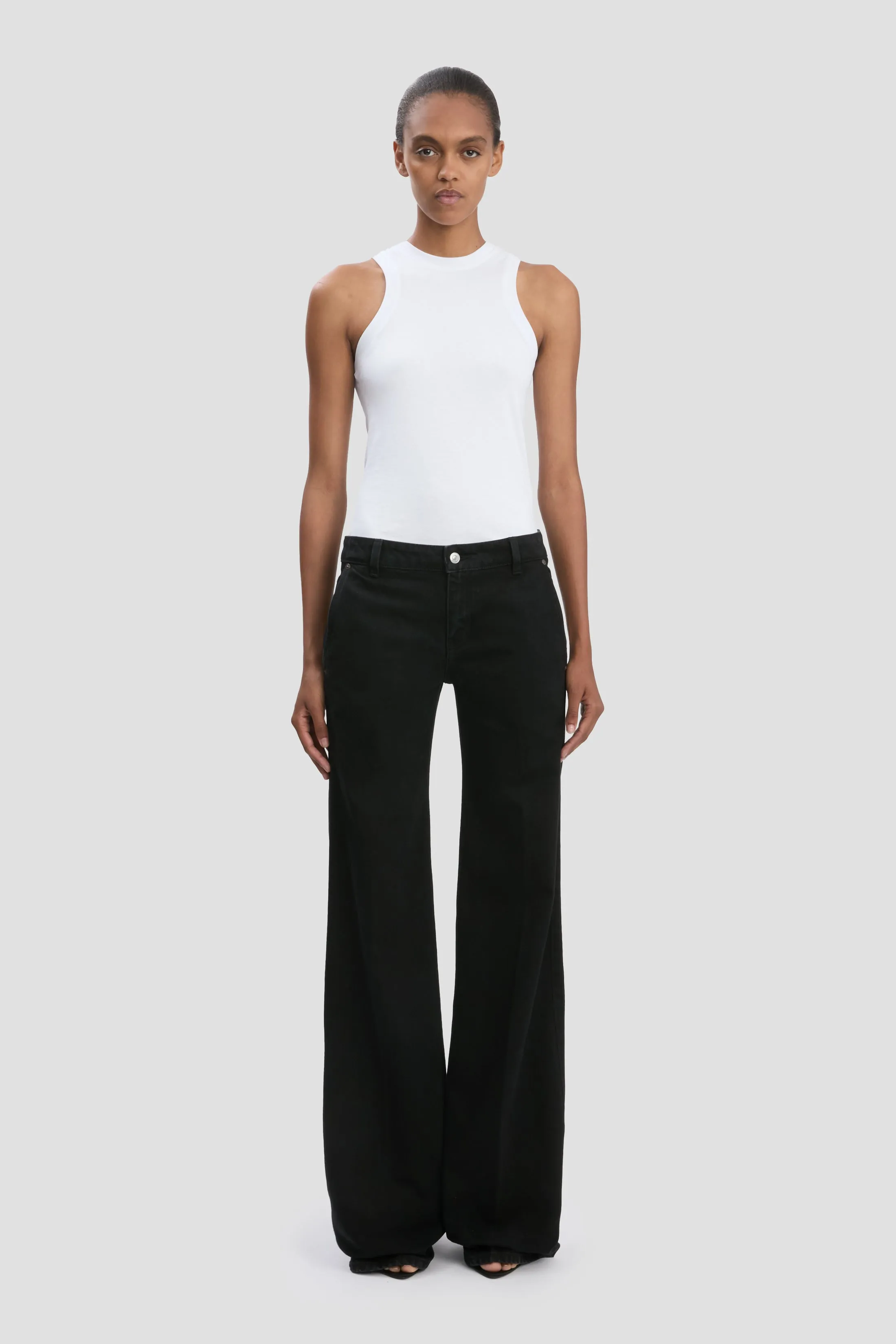 Gigi Low Waist Straight Leg Jean In Washed Black sold by Victoria Beckham